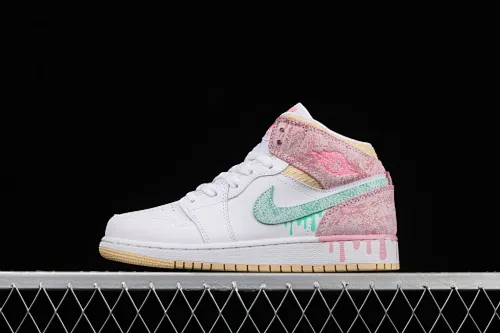 All categories Air Jordan Jordan series basketball shoes Air Jordan 1 Mid G version pure original Air Jordan 1 Mid GS AJ1 Joe 1 Ice Cream Zhongbang basketball shoes DD1666-100